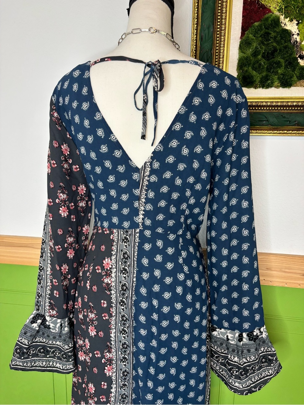 NWT Love Riche Flared Sleeve Boho Multi Print Maxi Dress - Picture 8 of 16